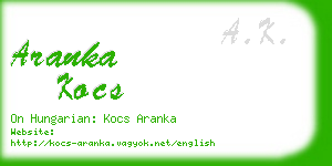 aranka kocs business card